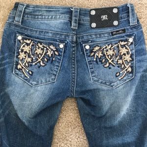Miss Me Floral Print Bootcut Jeans